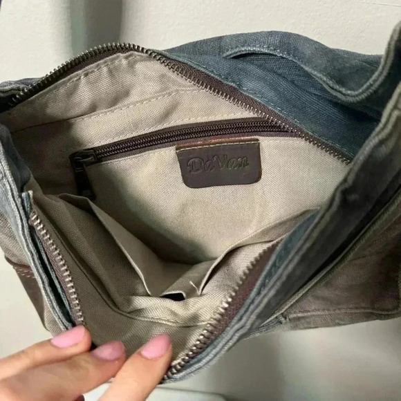 Da van denim & genuine leather crossbody bag boho grunge western - Picture 5 of 7